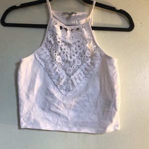 Crotchet Top White Crop Top